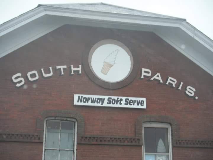 Norway Soft Serve building exterior with South Paris signage
