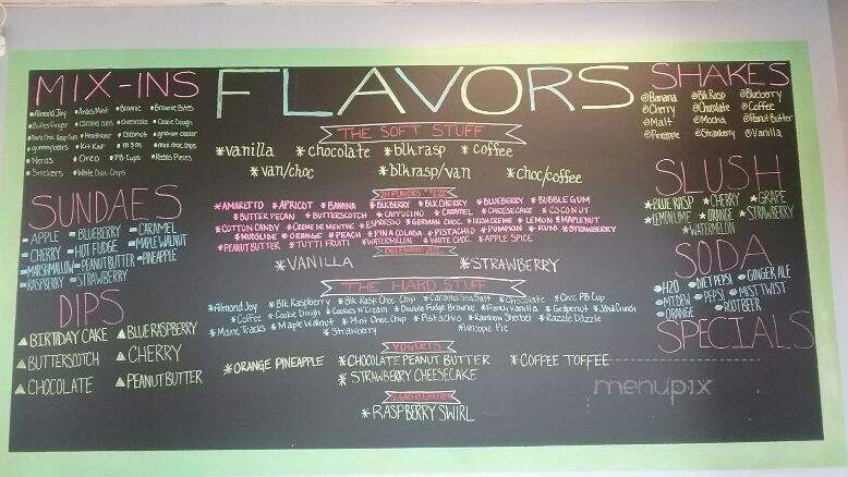 Chalkboard flavor board at Norway Soft Serve
