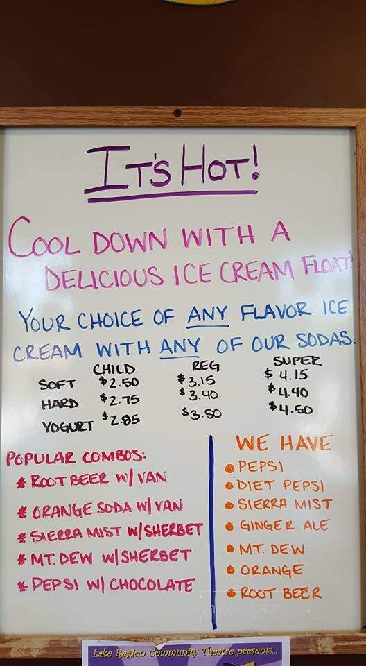 Ice cream float specials board